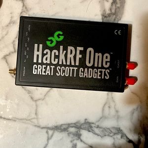 Great Scott HackRf One with ANT50 telescopic antenna. Great for analyzing radio